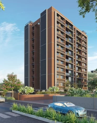 Completed residential building front view in Ahmedabad