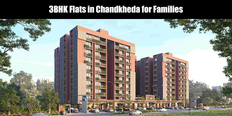 3BHK flats in Chandkheda for families featuring vehicle-free play areas and landscaped green spaces by Kautilya Group.