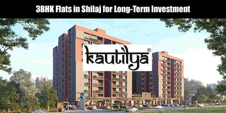 Spacious premium 3BHK luxury flat interior layout by Kautilya Group at Shilaj Circle Ahmedabad West.