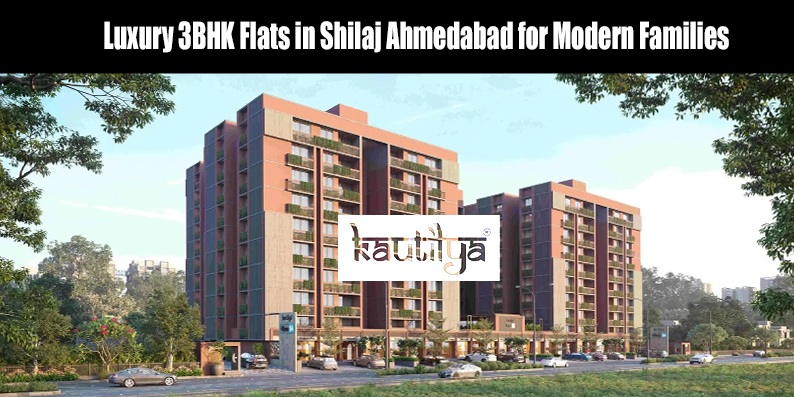 Spacious children's play park and green landscaping inside a luxury gated community apartment in Shilaj Ahmedabad by Kautilya Group.