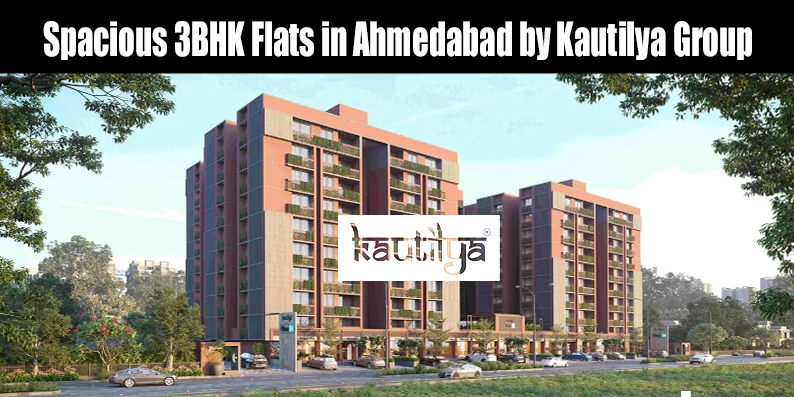 Spacious 3BHK living room with balcony in Ahmedabad by Kautilya Group