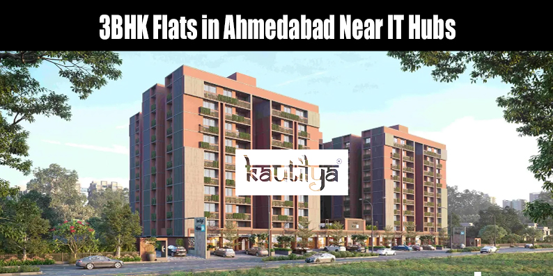 Modern 3BHK flats in Ahmedabad near IT hubs featuring modern interiors and home office space by Kautilya Group