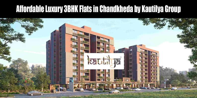 Modern residential high-rise building offering 3BHK flats in Chandkheda Ahmedabad near SG Highway and Metro corridor.