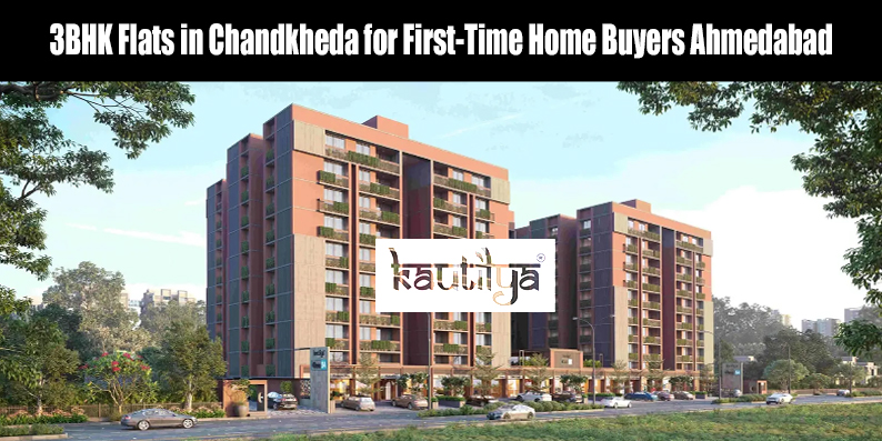 Salaried professional couple touring a modern 3BHK flat balcony in Chandkheda Ahmedabad near Metro corridor.