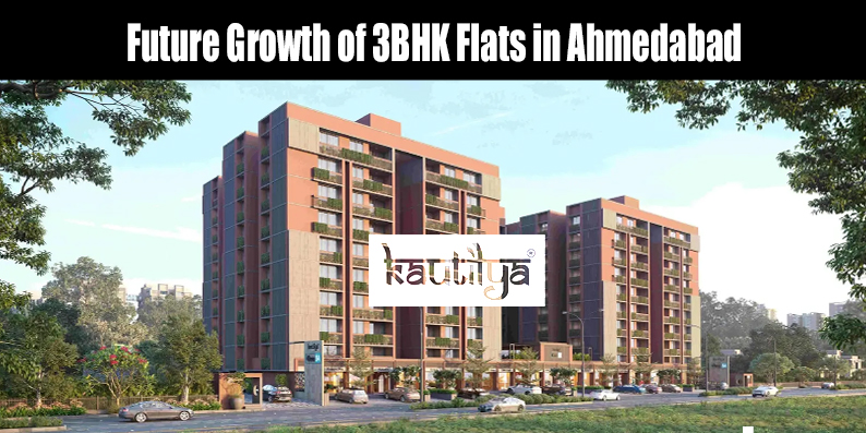 Modern 3BHK flat architectural design by Kautilya Group in Ahmedabad
