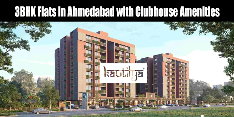 3BHK luxury apartment clubhouse in Ahmedabad featuring a modern swimming pool and gym amenities