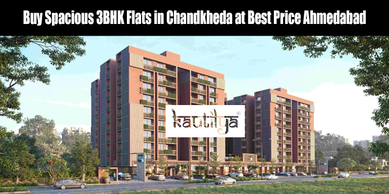 Spacious 3BHK flat living room in Chandkheda Ahmedabad by Kautilya Developers
