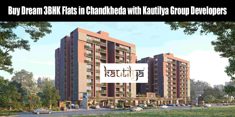 Spacious modern 3BHK flat living room in Chandkheda Ahmedabad developed by Kautilya Group Developers