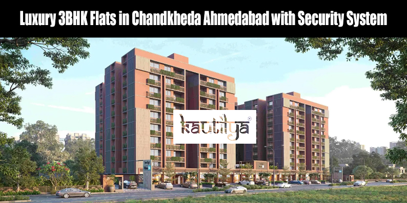 Luxury 3BHK flat entrance with smart video door phone and biometric security system in Chandkheda Ahmedabad