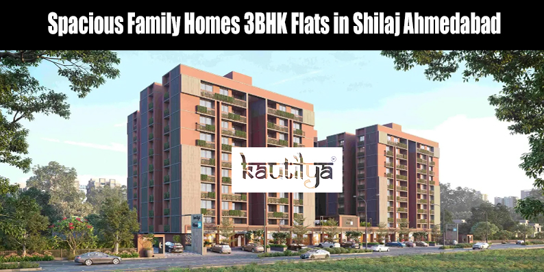 Modern spacious 3BHK apartment living room with attached balcony in Shilaj Ahmedabad
